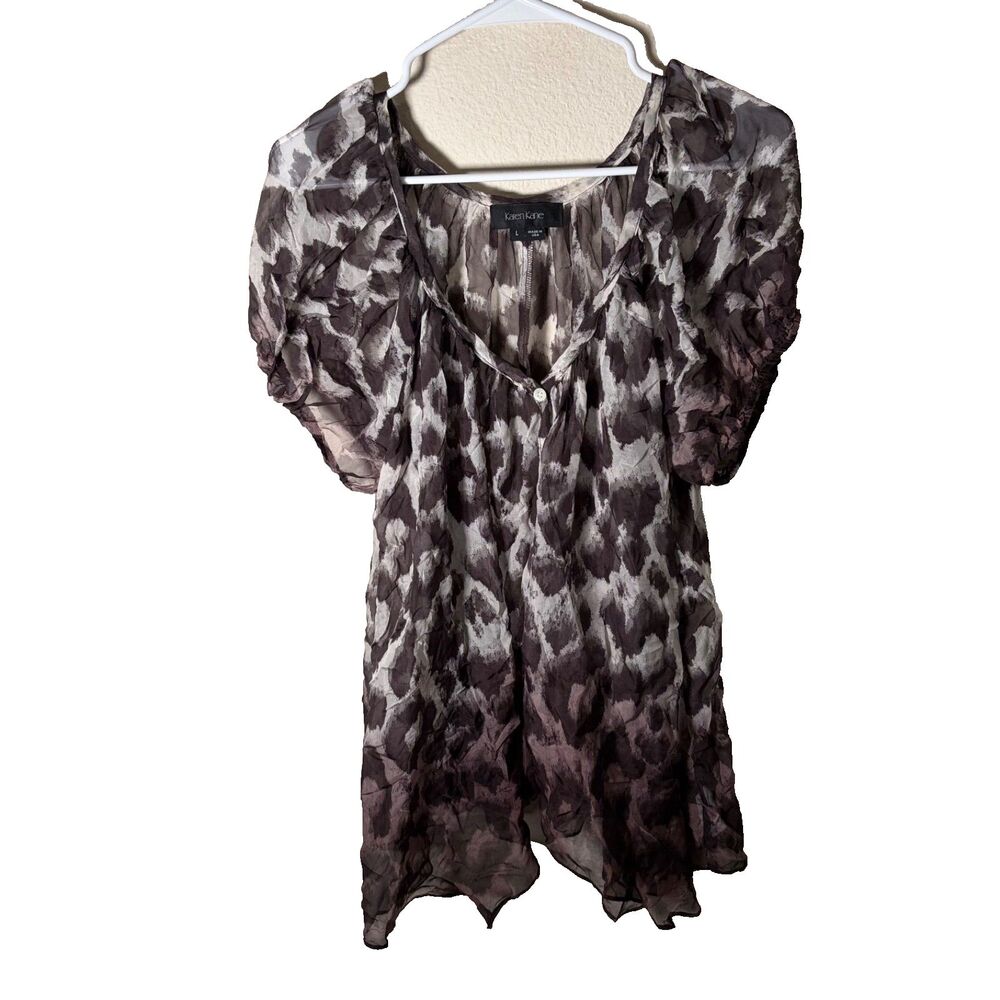 Karen Kane Blouse Women's Large 100% Silk Colorful V-Neck Lightweight Top